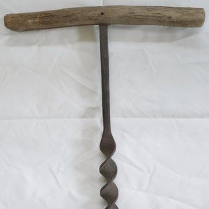 Antique auger tool American primitive forged iron